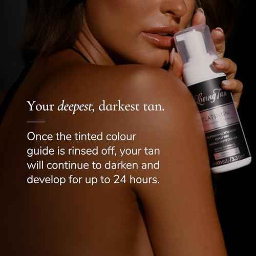 Loving Tan Platinum Self Tanning Mousse, Dark - Streak Free, Natural Looking, Professional Quality Self Tanner - 5+ Self Tan Applications per Bottle, Cruelty Free, Naturally Derived DHA - 3.3 Fl Oz