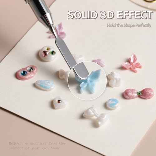 GAOY Pearl 3D Sculpting Gel for Nail Art, 15g Solid Nail Gel Non-Sticky Hard for Carving Molding and Building, Pearlescent White