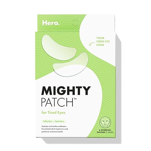 HERO COSMETICS Mighty Patch¢â for Tired Eyes Patches - Soothing Hydrogel Patches - Awakens and Visibly De-puffs Undereyes with Multiple Applications (6 Count)