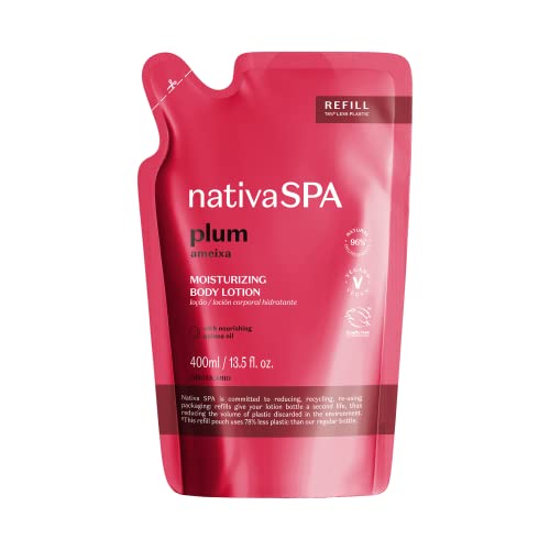 Nativa SPA by O Botic?rio, Plum Moisturizing Body Lotion Refill Pack, Fragranced Moisturizer Enriched with Purified Quinoa Drops to Boost Hydration, 13.5 Ounce