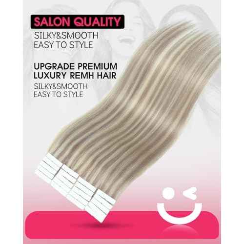Youngsmile Injection Tape in Hair Extensions Human Hair #18P613 Ash Blonde with Bleach Blonde Real Human Hair 20pcs 45g 20 Inch Injected Tape in Hair Extensions Seamless Tape ins (#18P613,20'')
