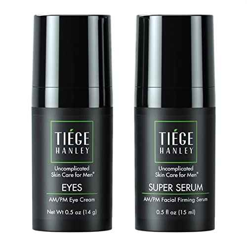 Tiege Hanley Anti Aging Bundle for Men, Eye Cream and Face Serum With Peptides, Hyaluronic Acid, and Vitamin B3 to Help Reduce the Look of Wrinkles and Dark Circles, Men¡¯s Skin Care, 2 Piece Set