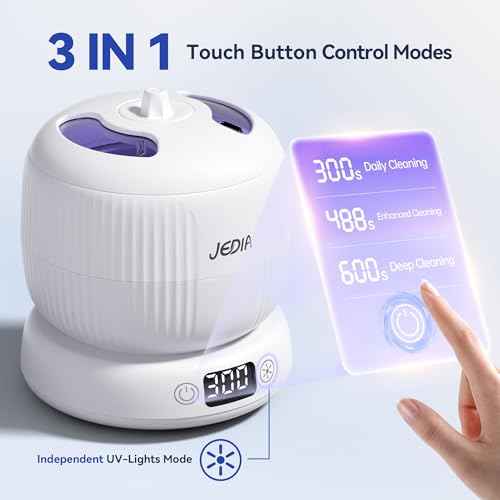2025 Upgrade JEDIA Ultrasonic Retainer Cleaner Machine with 4 Modes ? 45kHz 180ML Ultrasonic Cleaner for Retainer, Denture, Mouth Guard, Jewelry, Ring, Leak-Proof Detachable Tank & Base, Easy-to-Clean