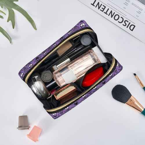 Haunted the Mansion Cute Large Makeup Bag Leather Women Travel Toiletry Pouch Cosmetic Bags Portable Multifunctional Storage for Girl Friend Wife Birthday Gifts