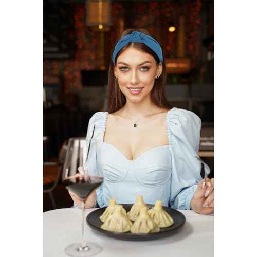 Knotted Headband for Women Non-slip Head Bands Top Knot Headbands Solid Colors Blue Headbands Fashion Hair Accessories for Women Girls