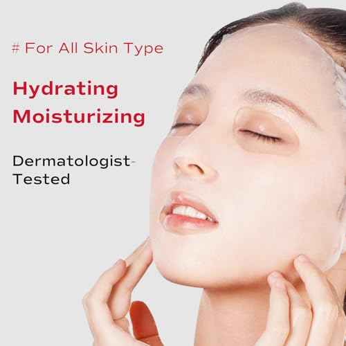 Collagen Face Mask - Hydrating & Moisturizing Sheet Mask with Natural Centella Asiatica for Soothing Skincare, Deeply Nourishing Dry Skin 10-Count