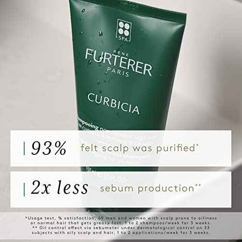 Rene Furterer CURBICIA Purifying Lightness Shampoo - For Oily-Prone Scalp - Sebum Control - 5 fl. oz.