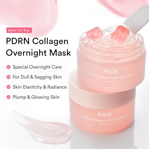 Abib PDRN Collagen Overnight Mask Firming Jelly 2.7 fl oz | Korean Overnight Sleeping Cream Mask Moisturizer for Glass Skin Slugging Niacinamide Centella Peptides (Vegan PDRN/Firming Jelly)