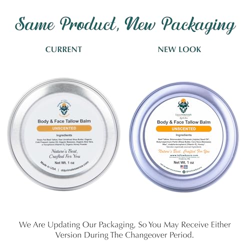Grass Fed Beef Tallow Balm for Face and Body with Shea Butter, Organic Jojoba Oil, Honey, and Beeswax ? Beef Tallow for Skin ? Unscented Balm ? 1 oz