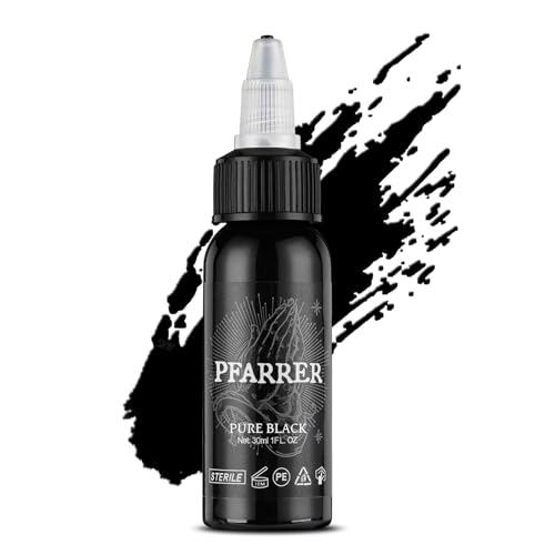 PFARRER Tattoo Black Ink 1oz(30ml) Vegan-Friendly USA Standard Pigment Tattoo Supplies Pure Black TI7003-30-001