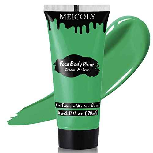 MEICOLY Green Face Body Paint,Christmas Stocking Stuffers,Green Body Paint for Halloween SFX Witch Makeup Elphaba Costume,Hunting Hulk Camo Face Paint for Adults and Kids,St.Patrick¡¯s Day Accessories