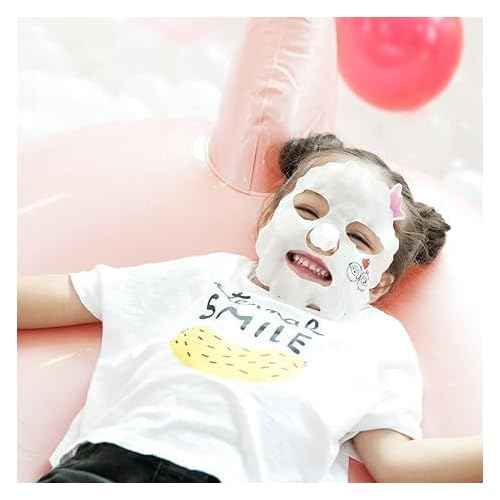 Puttisu Real Fruit Facial Mask Sheet for Kids, Children - Made with 100% Cotton, Moisturize, Sooths and Hydrates Skin (Strawberry- Pack of 21)