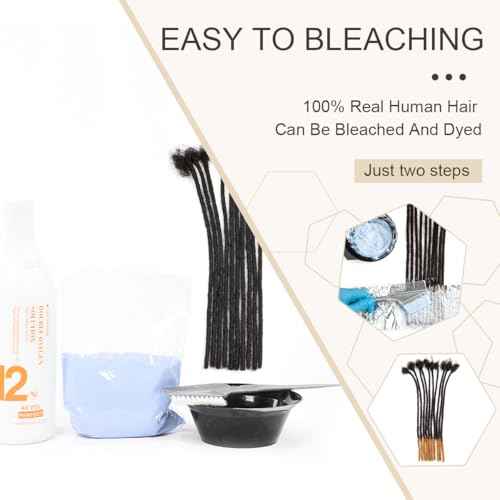 DAIXI 0.2cm & 0.4cm & 0.6cm & 0.8cm Thickness 8 Inch 60 Strands 100% Real Human Hair Dreadlock Extensions for Man/Women Permanent Loc Extensions Bundles Can Be Dyed Bleached Curled and Twisted