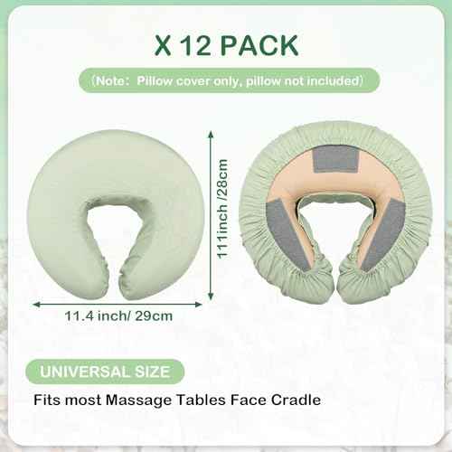 Tatuo 12 Pcs Face Cradle Covers for Massage Head Rest Microfiber Reusable Soft Thicker Massage Table Face Covers Oil Proof Headrest Cradle Sheets for Spa Beauty(Sage)