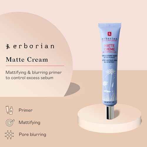 Erborian Matte Face Cream - Mattifying & Blurring Primer for Excess Sebum - Multi-Purpose Facial Primer Blurs the Appearance of Pores for a Natural Powdery Finish1.5 Oz