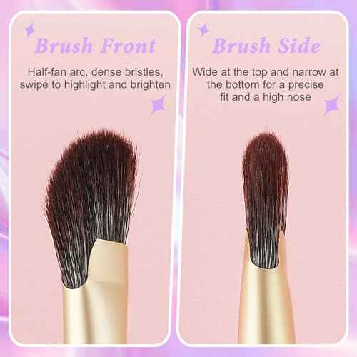 Thinp 2 Pieces Nose Contour Brush Half Fan-Shape Nose Shadow Brush Angled Concealer Brush Under Eye Blush Brush Highlighter Brush for Blending Liquid Cream Powder Cosmetics