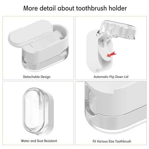 BALUCA 3 PCS Travel Toothbrush Head Covers Caps, Tooth Brush Protector Case Wall Mounted Hanging Rack Organizer for Travel, Camping, Bathroom, School, Business (White)