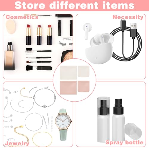 4Pcs Small Makeup Bag, Travel Storage Pouch for Women, Press Buckle Cosmetic Organizer for Lipstick, Jewelry and Purse