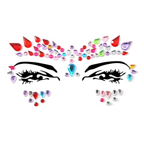 FACEGEM LONDON Face Gems Adhesive Glitter Jewel Tattoo Sticker Festival Gems Rave Party Body Make Up (60 PCS FACE GEMS)