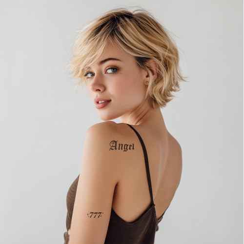 Sassy Script Temporary Tattoos | Y2K Gothic Words and Angel Numbers | Realistic Waterproof Fake Tats | Angel, Brat, Princess, Babygirl, Diva