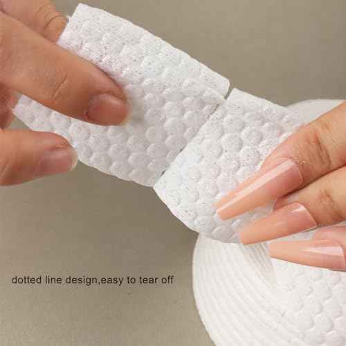 1000Pcs/1 Roll Lint Free Nail Wipes, Nail Polish Remover Pads, White Cotton Pads Wipes for Gel Nails, Dust Cleaning Degreasing Nail Napkins Cotton Swabs, Manicure Salon Supplies