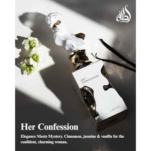 Lattafa Her Confession - Vanilla, Floral, Amber, Musk - Eau de Parfum Long-Lasting Fragrance for Women, 3.40 Ounce / 100 ml