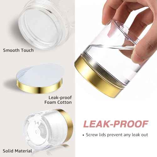 12 Pack 4 oz Plastic Cosmetic Containers With Gold Lids Refillable Clear Empty Travle Jars Containers for Body Butter,Sugar Scrubs,Cream,Lotions,Candy, Label&Spatulas