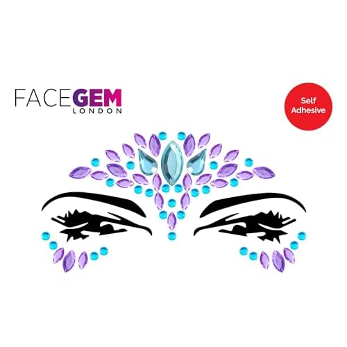 FACEGEM LONDON Face Gems Adhesive Glitter Jewel Tattoo Sticker Festival Gems Rave Party Body Make Up (60 PCS FACE GEMS)