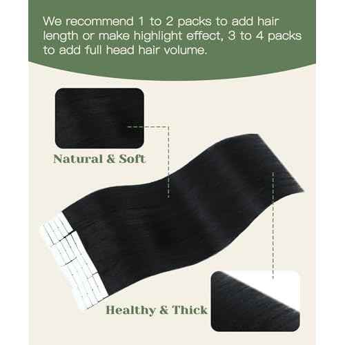 SURNEL Injected Tape in Hair Extensions Human 16inch Jet Black Upgraded Seamless Remy Invisible Tape in Extensions 20Pcs 35g(#1,16)