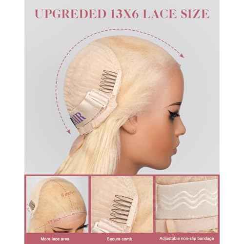 Alididi 613 Blonde Bob Wig Human Hair Straight 13x6 Transparent Lace Front Wigs Human Hair Pre Plucked Glueless Short Bob Wig human hair 180% Density 613 bob wigs for black women 10 Inch