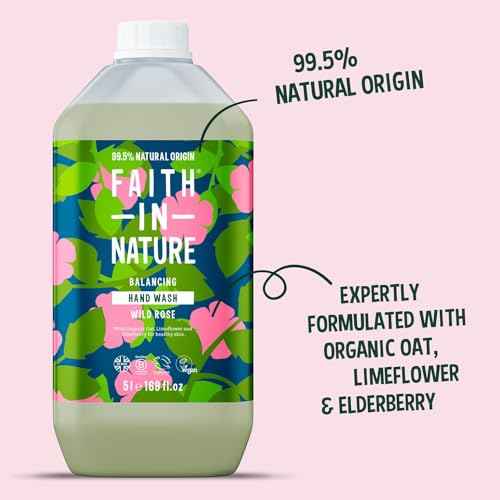FAITH IN NATURE Natural Liquid Hand Wash - Vegan & Cruelty Free, No SLS or Parabens - 169 fl oz Refill Pack, Wild Rose