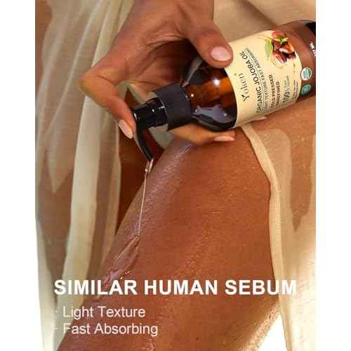 Organic Jojoba Oil Glass Bottle 8 fl oz, USDA Certified 100% Pure & Natural Jojoba Oil for Hair, Skin & Face, Cold Pressed Unrefined Hexane Free, Deeply Moisturizing Body Serum Oils for Gua Sha