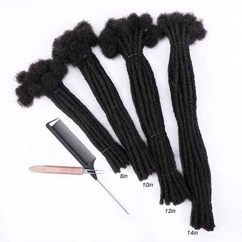 0.4cm Thickness 100% Human Hair Dreadlock Extensions 10 Inch 60 Strands Full Handmade Can be Dyed and Bleached Permanent Loc Extensions Human Hair Natural Black