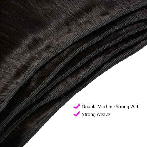 Human Hair Bundles Straight Bundles 26 28 30 Inch 12A Brazilian Virgin Weave Hair Bundles 100% Unprocessed Human Hair 3 Bundles 1B Natural Black Color Bundles Hair Extensions for Black Women