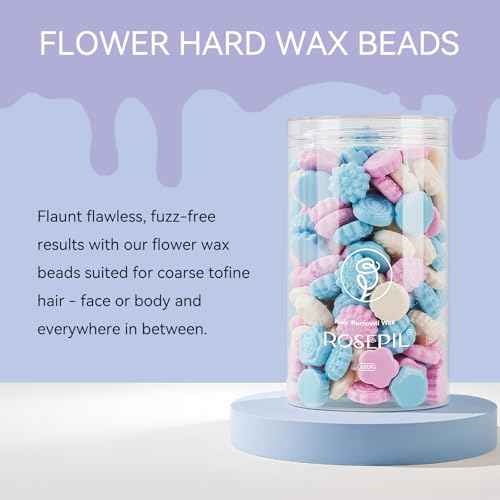 Flower Shaped 1LB Hard Wax Beads - 7 Unique Designs, Gentle Floral Scent, Color-Changing Wax Beads | All-Body Hair Removal (Face, Bikini, Arms, Legs) | At-Home Wax Refill for Women & Men