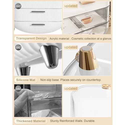 Makeup Organizer, Skincare Holder Bathroom Counter Organizer, Storage Box Cosmetic Display Cases, Teen Girl Gifts Trendy Stuff Make up Organizers for Vanity, Dresser, Countertop (Rose Gold)
