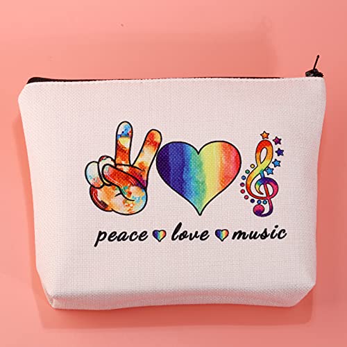 JXGZSO Music Teacher Gift Music Lover Gift Peace Love Music Zipper Makeup Bag Teacher Pouch Music Cosmetic Bag