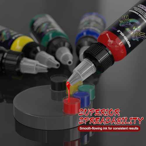 Tattoo Ink Set, Premium Long Lasting Vivid Color Vegan Tattoo Ink Pigment Kit Supplies Ink (5 Colors 1 fl oz)