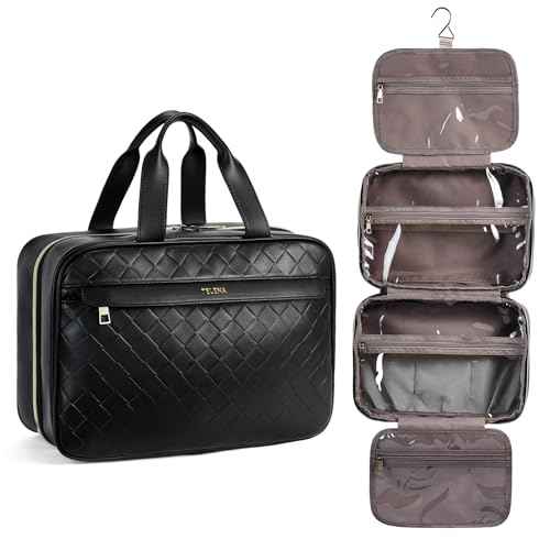 Telena Travel Toiletry Bag for Women with Hanging Hook, Water-resistant Cosmetic Bag Travel Organizer for Accessories, Toiletries, Shampoo