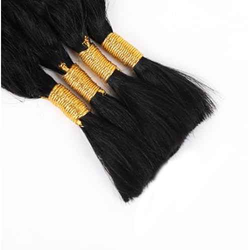 Wet and Wavy Human Braiding Hair Super Wave Bulk Hair For Braiding No Weft 100g (1Pack-4PCS) Super French Human Braiding Hair For Boho Braids (Super Wave£¨#1b£©, 24 Inch)