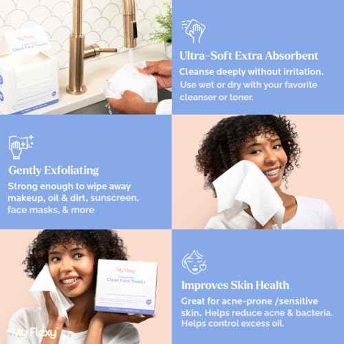 Disposable Face Towels XL for Skin Care & Makeup Removal ? 100% Biodegradable Towelette, Face Wash Cloth, Disposable Face Towel for Skincare, Facial Towels, Dry Wipe, Hypoallergenic -50 Count