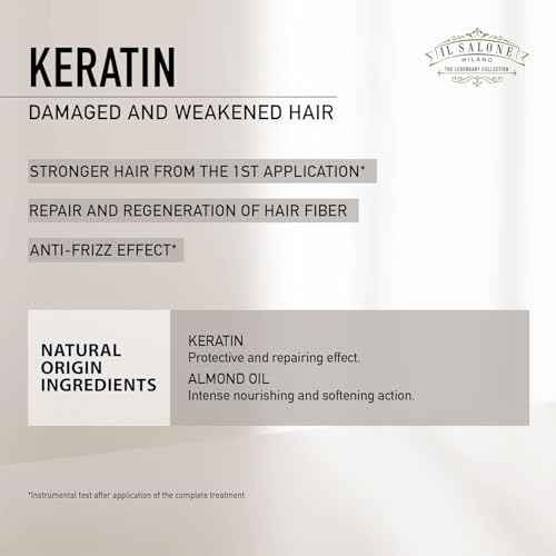 Il Salone Milano Professional Keratin Shampoo for Damaged Hair - Hair Repair Shampoo - Hair Treatment for Weakened Hair - Made with Almond Oil & Vitamin E - Salon-Quality Hair Care (16.9 oz / 500 ml)