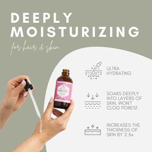 Leven Rose Emu Oil 32oz bulk, 100% Pure Natural Hair Strengthener Anti Aging Skin Moisturizer