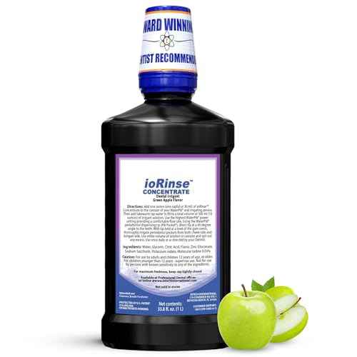 ioRinse Concentrated Irrigant with Active Molecular Iodine, Alcohol-Free Dental Irrigant, for use with Waterpik Water Flossers, and All Other Oral Irrigation Devices