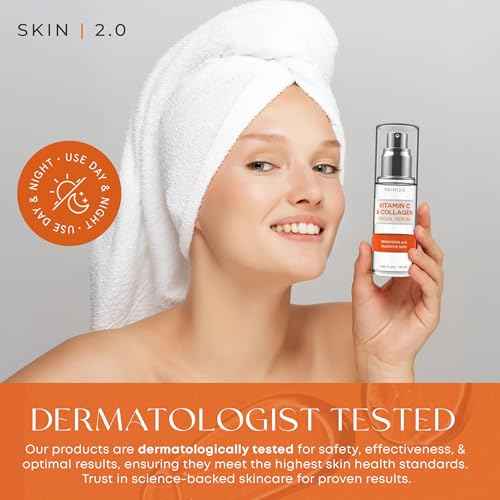 Vitamin C & Collagen + Retinol & Vitamin E Facial Serum Set - Dermatologist Tested, Anti-Aging, Dark Spot Remover, Brightening - Cruelty-Free, Clean Beauty, Korean Skincare - 1.69 oz (2-Pack)