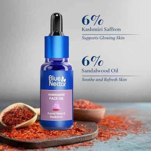 Blue Nectar Kumkumadi Oil for Face for Aging Skin | Ayurvedic Saffron Face Cleansing Oil | Authentic Kumkumadi Tailam Saffron Serum for Women & Men (1 Fl Oz, 26 Herbs)