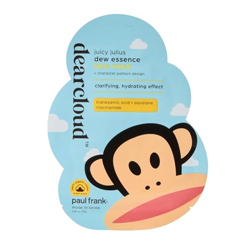 dearcloud Paul Frank Juicy Julius Dew Essence Face Mask, Korean Sheet Mask - Tranexamic Acid, Niacinamide & Squalane (3 Pack)