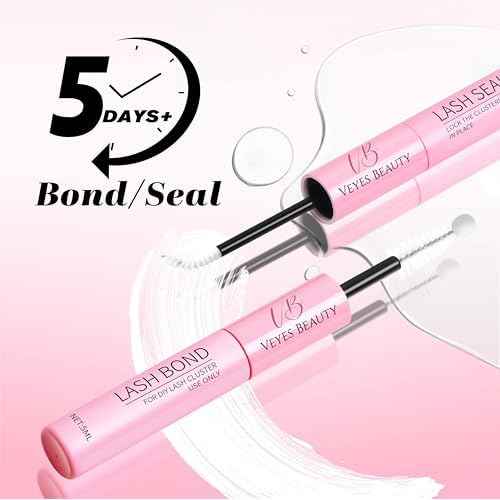 VEYESBEAUTY Lash Clusters Kit Individual Eyelash Extensions Thin & Invisible Band DIY False Eyelashes Newbie's Five-Second Series Wispy Lash Tray, Dreamy KIT with Bond&Seal Remover Applicator