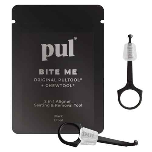 PUL Pack of 2 Reusable 2-in-1 Aligner Seating Chewie & Removal Tool ? Compatible with Invisalign, Removable Braces, Retainers & Trays ? Easy-to-Use Remover & Chew, Dental & Oral Hygiene Care ? Black