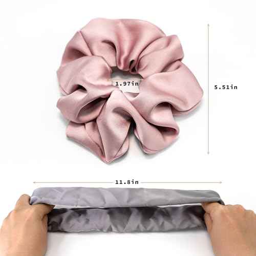 Large Silk Satin Scrunchies for Women Girls- Sleeping Big Jumbo Cute Scrunchy Perfect for Thick Curly Hair | Ideal Gift for Women - 5 Pack (Multicolor B, Large)